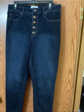 crown & ivy Dark Indigo High-Rise Jeans with Button Fly